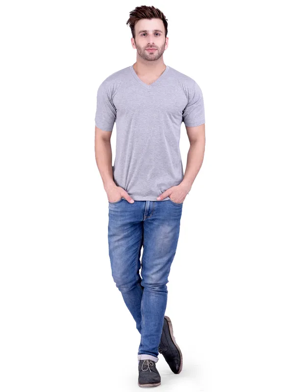 Grey_Plain_V-Neck_T-Shirt_For_Men