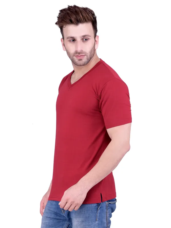Maroon_Plain_V-Neck_T-Shirt_For_Men