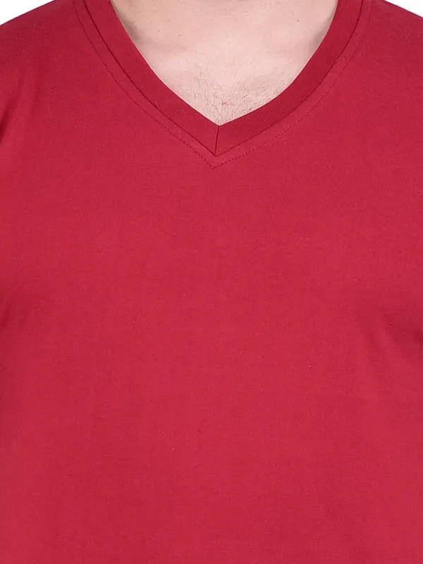 Maroon_Plain_V-Neck_T-Shirt_For_Men
