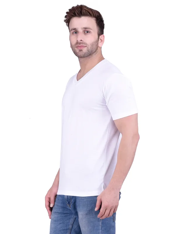 White_Plain_V-Neck_T-Shirt_For_Men
