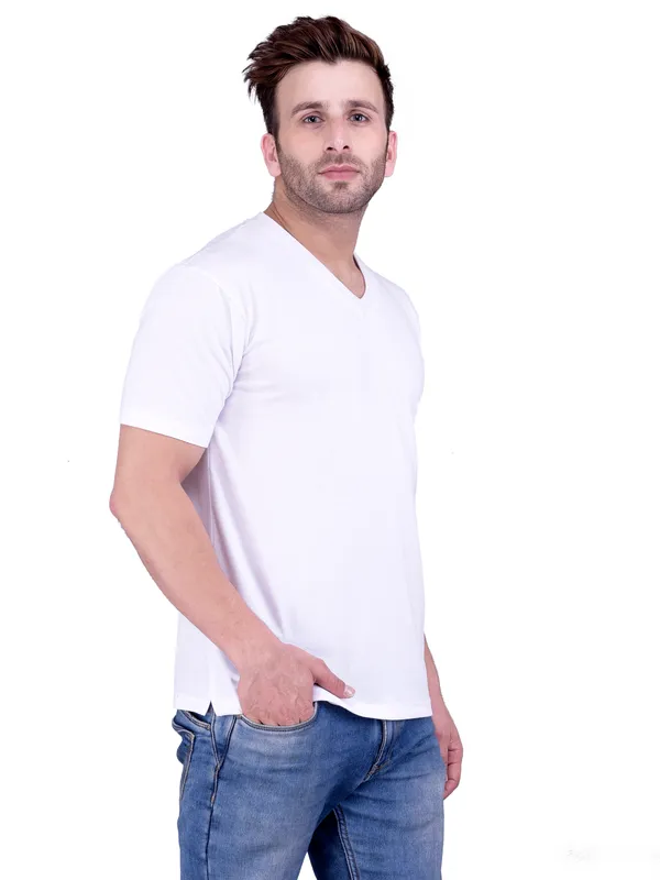 White_Plain_V-Neck_T-Shirt_For_Men