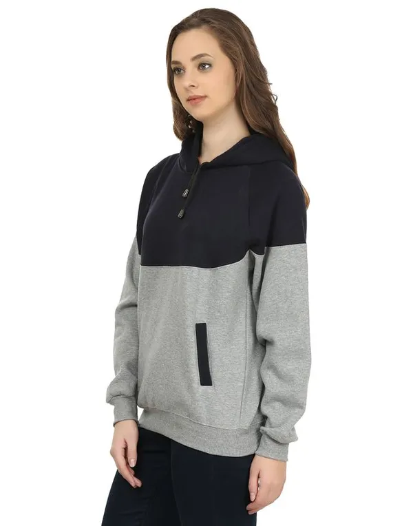 Navy_Blue_&_Grey_Stylish_Non-Zipper_Designer_Hooded_Sweatshirt_For_Women
