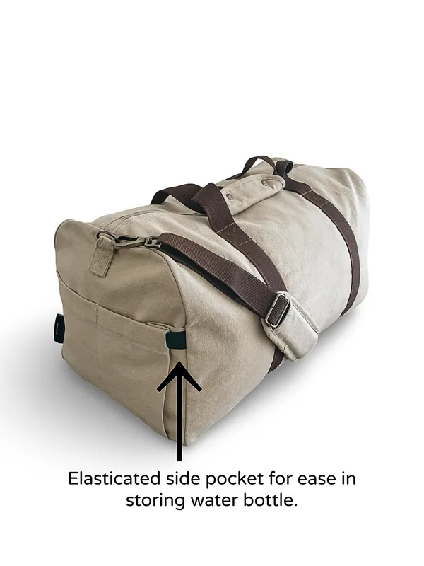 Beige_Unisex_Oversized_Travel_Duffle_/_Gym_Bag_|_Canvas_Zipper_with_Removable_Strap