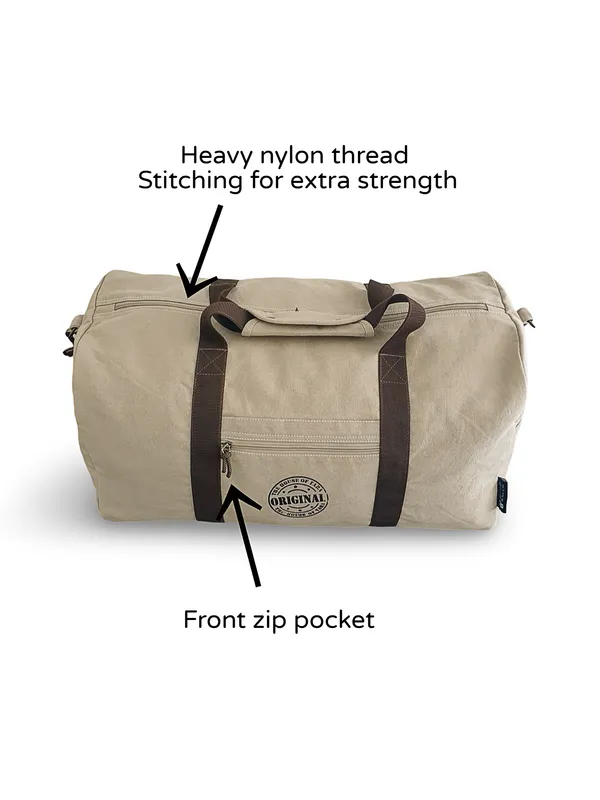 Beige_Unisex_Oversized_Travel_Duffle_/_Gym_Bag_|_Canvas_Zipper_with_Removable_Strap