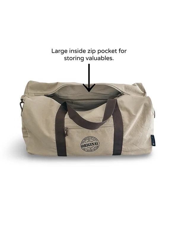 Beige_Unisex_Oversized_Travel_Duffle_/_Gym_Bag_|_Canvas_Zipper_with_Removable_Strap