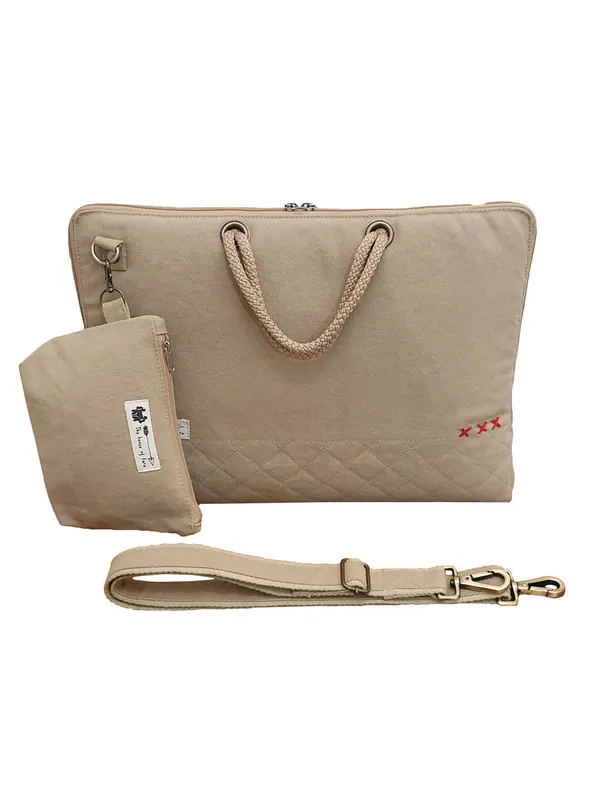 Beige_Unisex_Laptop_Sling_Bag_|_Canvas_Zipper_With_Removable_Strap