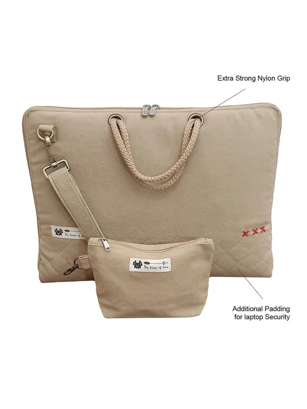 Beige_Unisex_Laptop_Sling_Bag_|_Canvas_Zipper_With_Removable_Strap