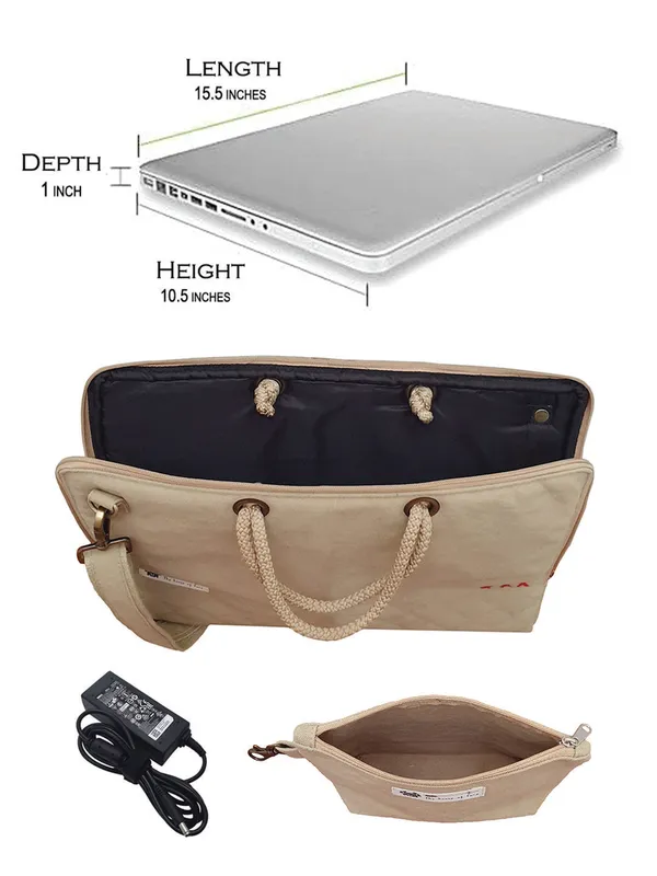 Beige_Unisex_Laptop_Sling_Bag_|_Canvas_Zipper_With_Removable_Strap