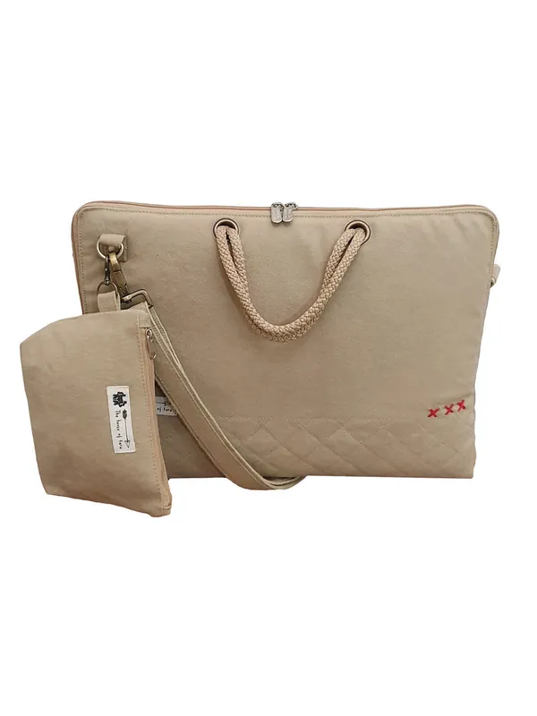 Beige_Unisex_Laptop_Sling_Bag_|_Canvas_Zipper_With_Removable_Strap