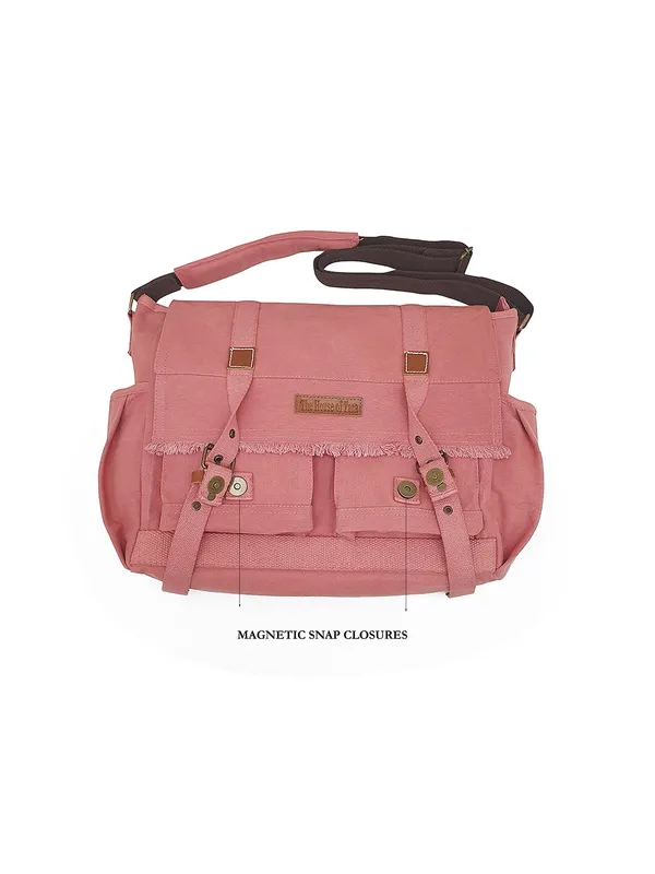 Pink_Unisex_Laptop_Messenger_Bag_|_Canvas_Zipper_With_Shoulder_Strap