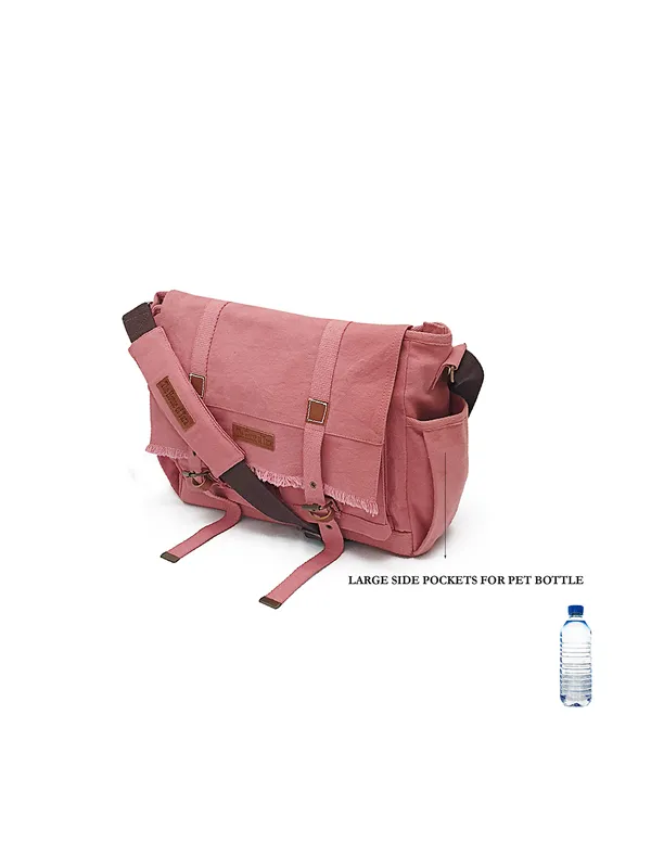 Pink_Unisex_Laptop_Messenger_Bag_|_Canvas_Zipper_With_Shoulder_Strap