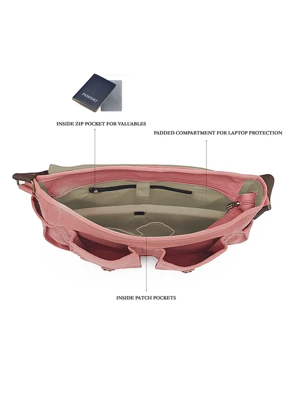 Pink_Unisex_Laptop_Messenger_Bag_|_Canvas_Zipper_With_Shoulder_Strap