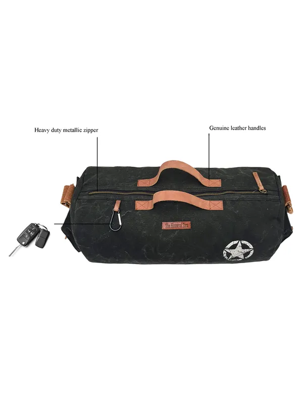 Black_Unisex_Travel_Duffle_/_Gym_Bag_|_Canvas_Zipper_With_Shoulder_Strap