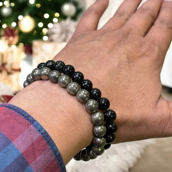 Pyrite_and_Black_Black_Tourmaline_Bracelet_Lab_Test_Certificate,_Crystal_Attracts_Business_Luck_Protective_Energy_Wealth_Finance