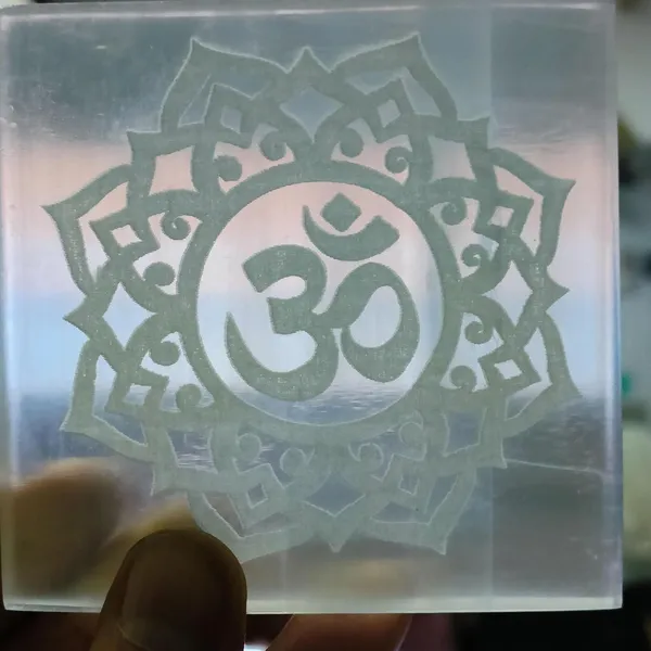 White_Square_Selenite_Plate_Engraved_Om_Symbol_Used_For_Charging_Crystal_Cleansing_Re-Energy_Work_3_To_4"-_(Om-Square)