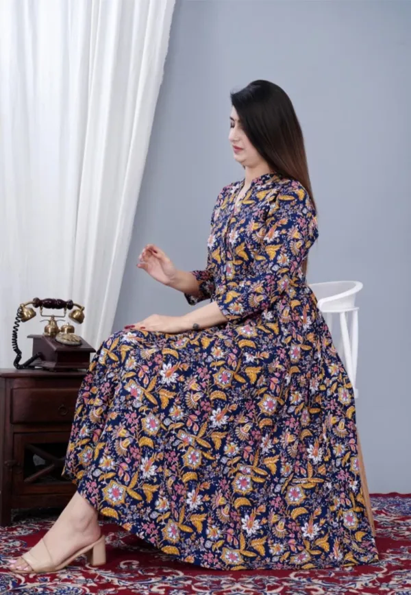 Women_Blue_Floral_Gown_Dress