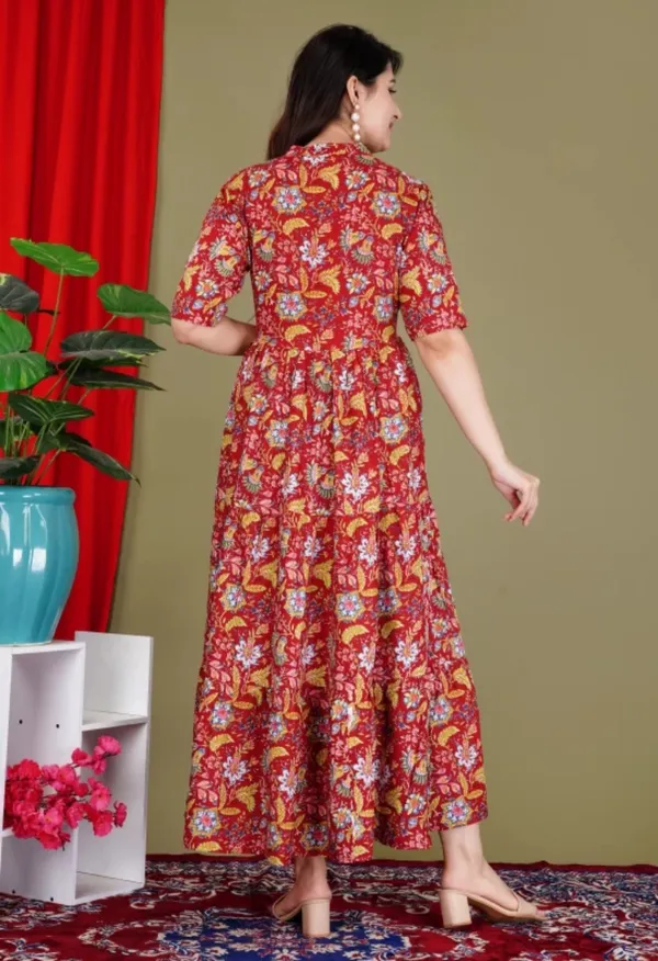 Women_Red_Floral_Gown_Dress