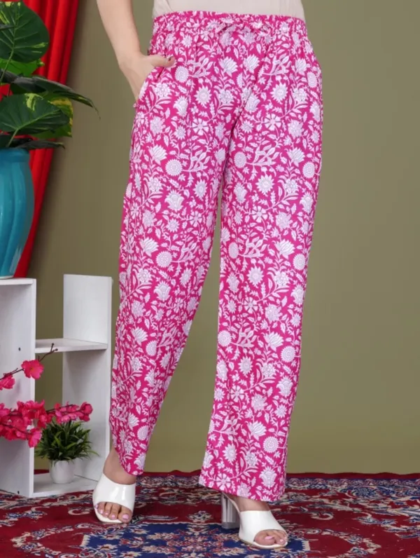 Pink_Rayon_Round_Collar_3/4Th_Sleeves_Floral_Printed_Top_&_Pant_Co-Ord_Set