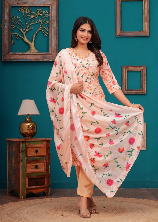 Pink_Chinon_V_Neck_3/4Th_Sleeves_Floral_Digital_Printed_Straight_Kurta,_Pant_Set_With_Dupatta_For_Women_&_Girls_new