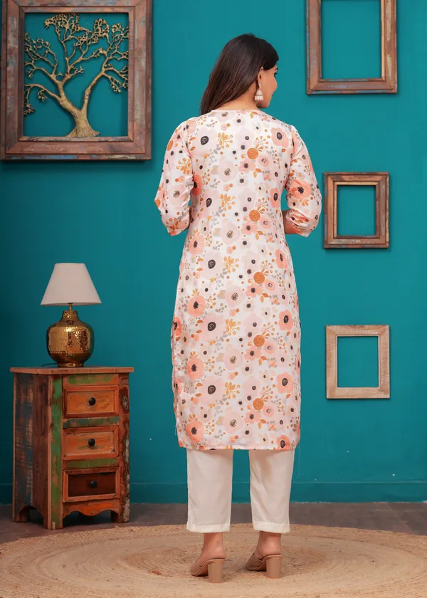 White_Chinon_V_Neck_3/4Th_Sleeves_Floral_Digital_Printed_Straight_Kurta,_Pant_Set_With_Dupatta_new