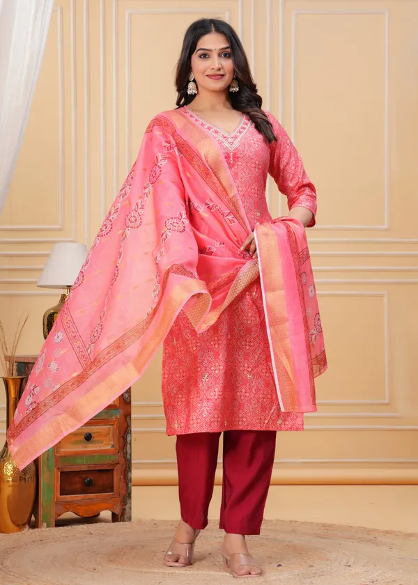 Ruby_Pink_Ethnic_Kurta_Set_with_Embroidered_Organza_Dupatta_new
