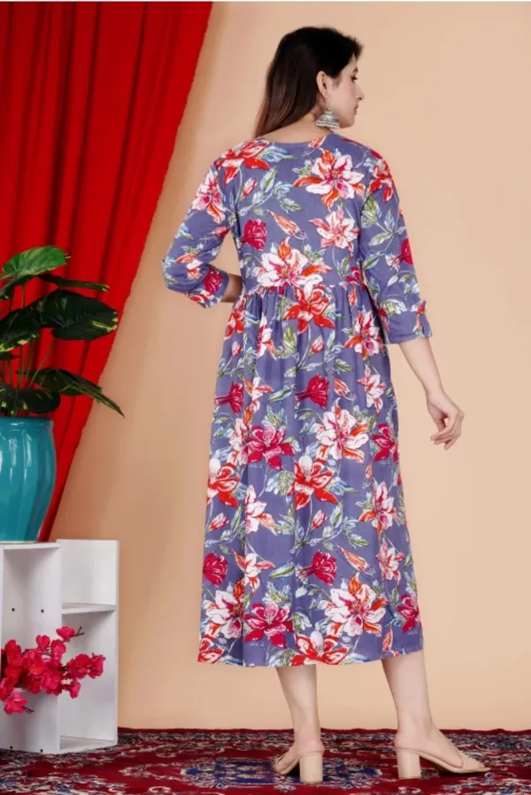 Women_Floral_Printed_Blue_Western_Dress