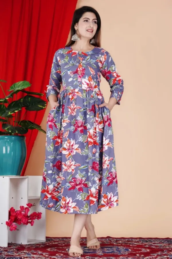 Women_Floral_Printed_Blue_Western_Dress