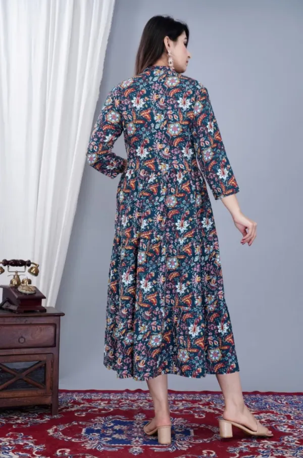 Women_Dark_Green_Floral_Gown_Dress