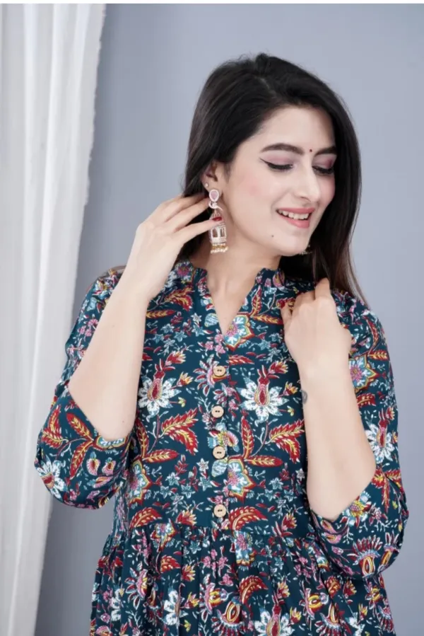 Women_Dark_Green_Floral_Gown_Dress
