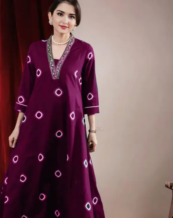 Women_Wine_Rayon_Kurti_Pant_Set
