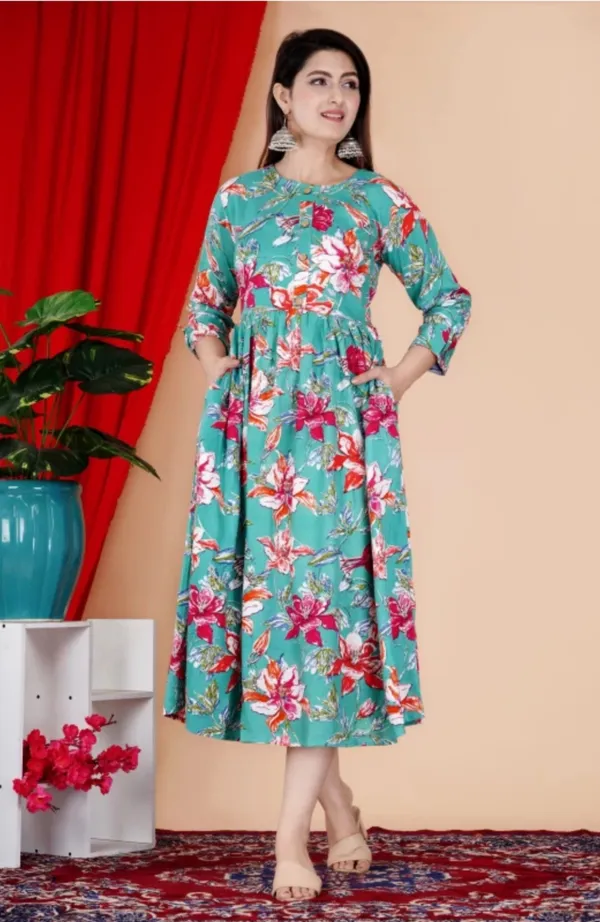 Women_Floral_Printed_Green_Western_Dress