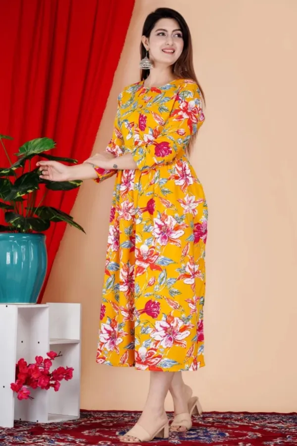 Women_Floral_Printed_Yellow_Western_Dress