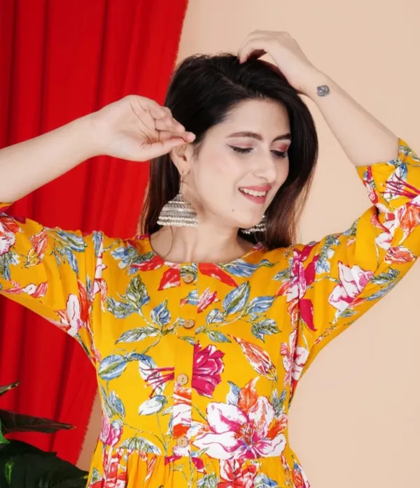 Women_Floral_Printed_Yellow_Western_Dress