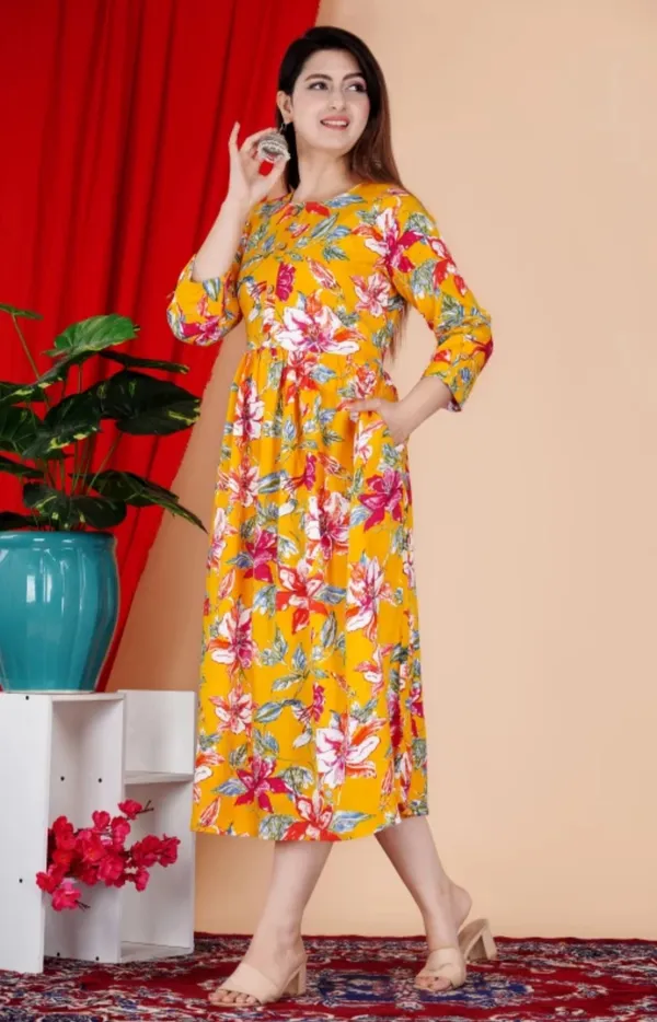 Women_Floral_Printed_Yellow_Western_Dress