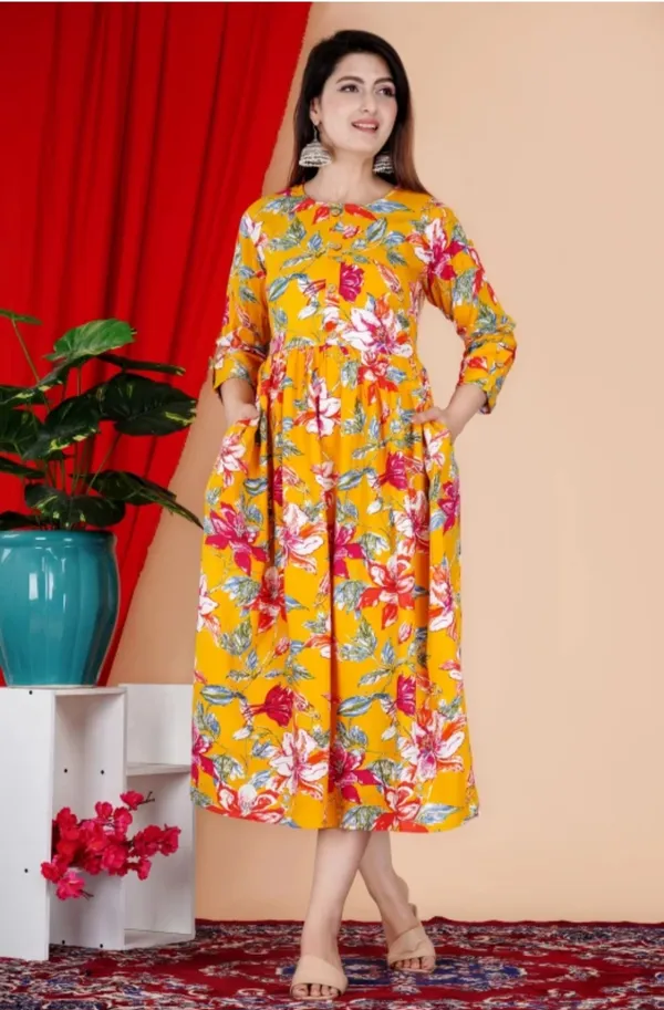 Women_Floral_Printed_Yellow_Western_Dress