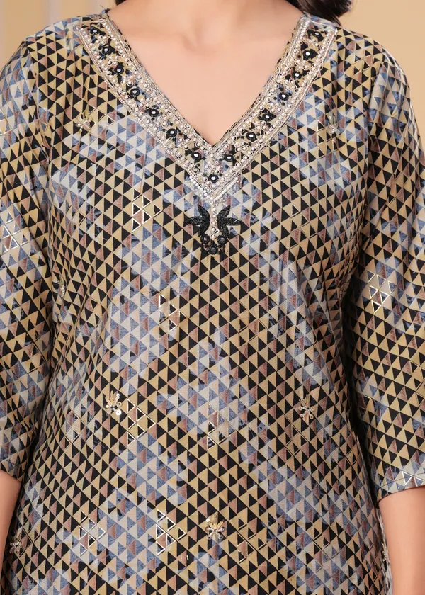 Black_&_Gold_Geometric_Print_Kurta_Set_with_Embellished_Dupatta