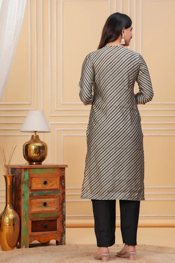 Elegant_Black_&_White_Striped_Kurta_Set_with_Floral_Dupatta
