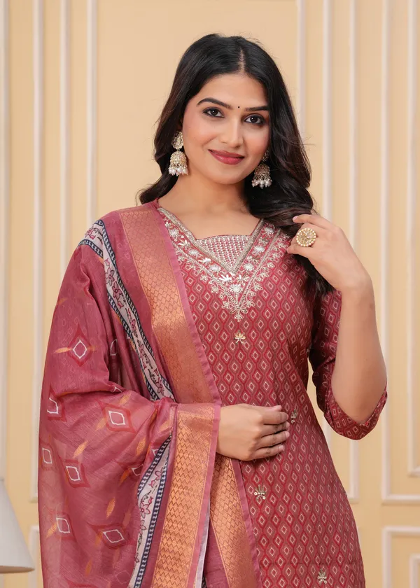Graceful_Maroon_Bandhani_Kurta_Set_with_Embellished_Neckline_new