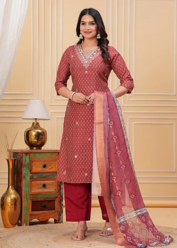 Graceful_Maroon_Bandhani_Kurta_Set_with_Embellished_Neckline_new