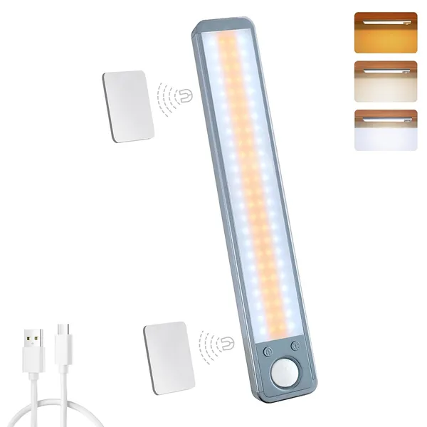 Under_Cabinet_Light_96LED,_3_Color_25cm_Wireless_Dimmable_Magnetic_LED_Strip_Wardrobe_Light_with_Motion_Sensor,_2000mAh_Rechargeable_Cupboard_Sensor_Light_for_Kitchen_Closet_Stair,_1_Pack