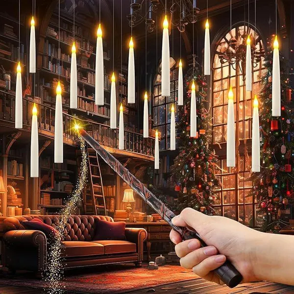 12_Pcs_Floating_Candles_For_Decoration_|_Harry_Potter_Style_Witch_Wizard_Hanging_Lights_With_A_Wand