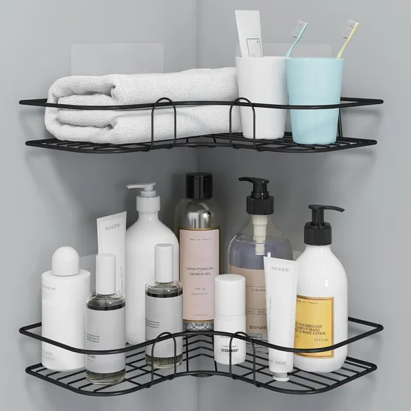 Self_Adhesive_Corner_Shelf_for_Bathroom/Adhesive_Shelf_for_Kitchen_with_Magic_Sticker/Bathroom_Organizer_Without_Drill_(GI_Metal,_Black)
