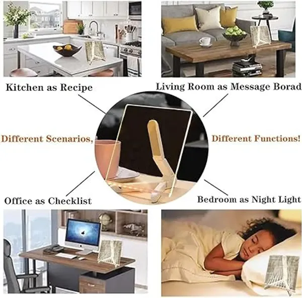 3D_Acrylic_Writing_Board_with_Pen_&_Light,_LED,_Rewritable_Acrylic_Message_board_with_stand,_Dry_Erase_Board_with_14_Pen_for_Note/Message/Memo_for_Home,_Offices(15cm_X_15cm_Medium)