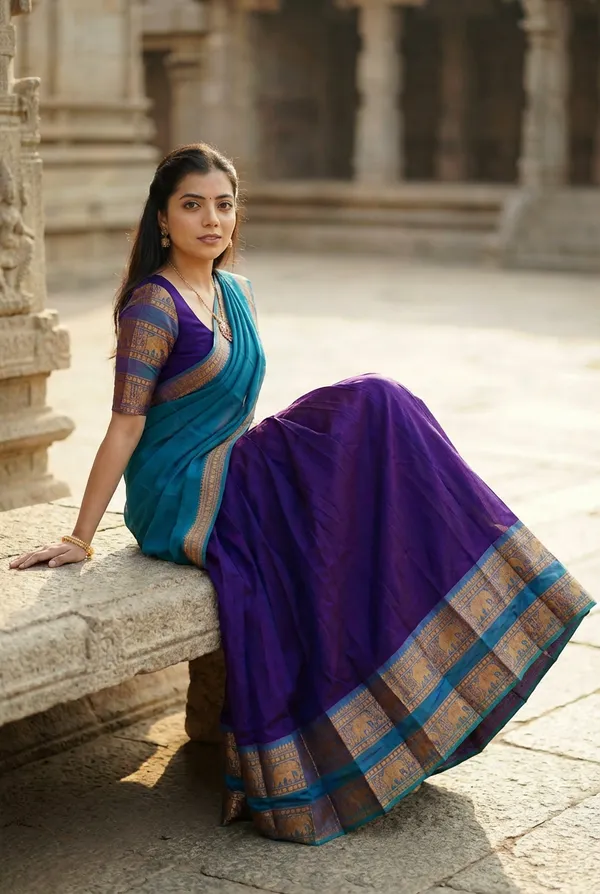 kanjivaram_cotton_half_lehngha_saree_whith_blouse_and_duppata
