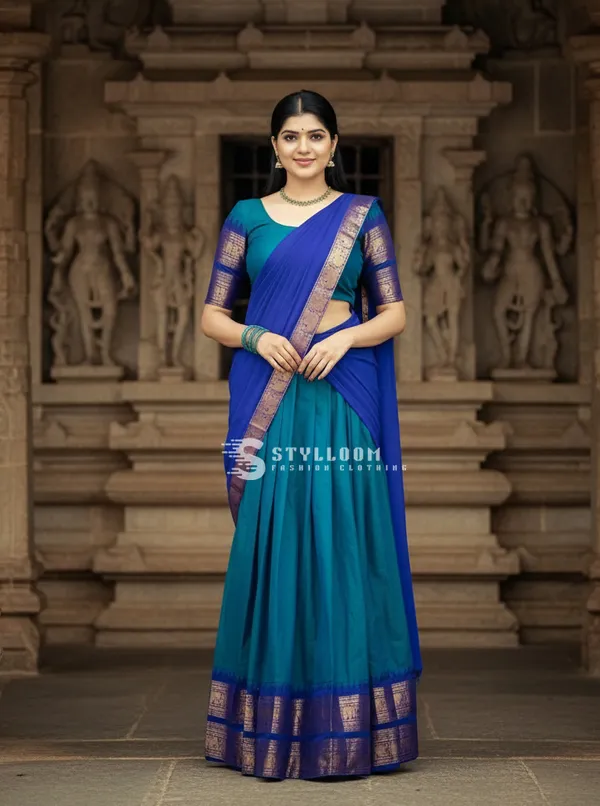Kanjivaram_Silk_Zari_Half_Lehenga_Saree_With_Blouse_And_Dupatta