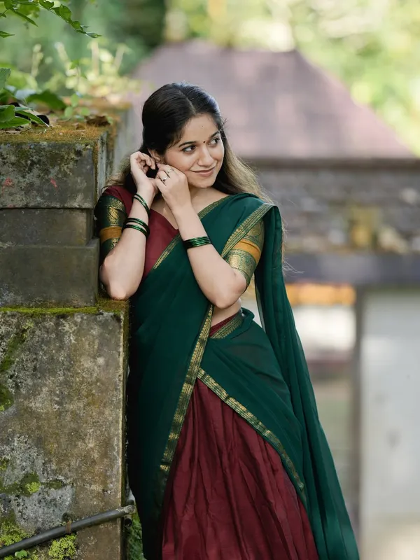 Kanjivaram_Silk_Half_Lehenga_Saree_With_Blouse_And_Dupatta
