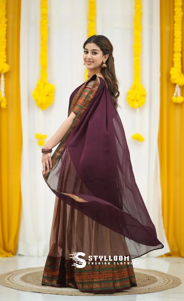 Kanjivaram_Silk_Half_Lehenga_Saree_With_Blouse_And_Dupatta