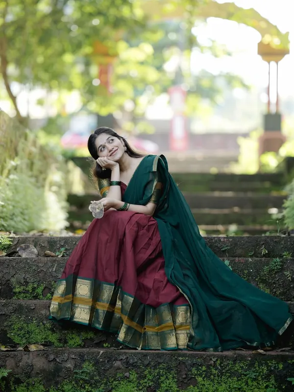 Kanjivaram_Silk_Half_Lehenga_Saree_With_Blouse_And_Dupatta