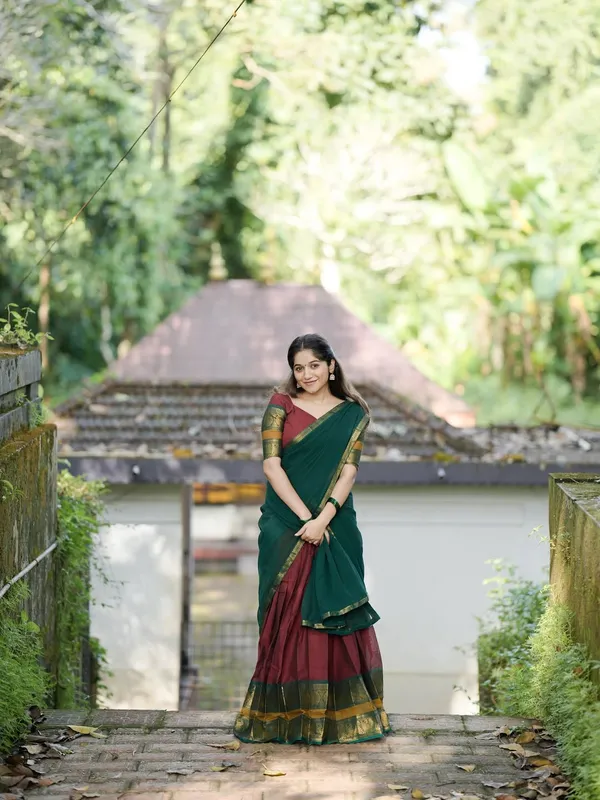 Kanjivaram_Silk_Half_Lehenga_Saree_With_Blouse_And_Dupatta