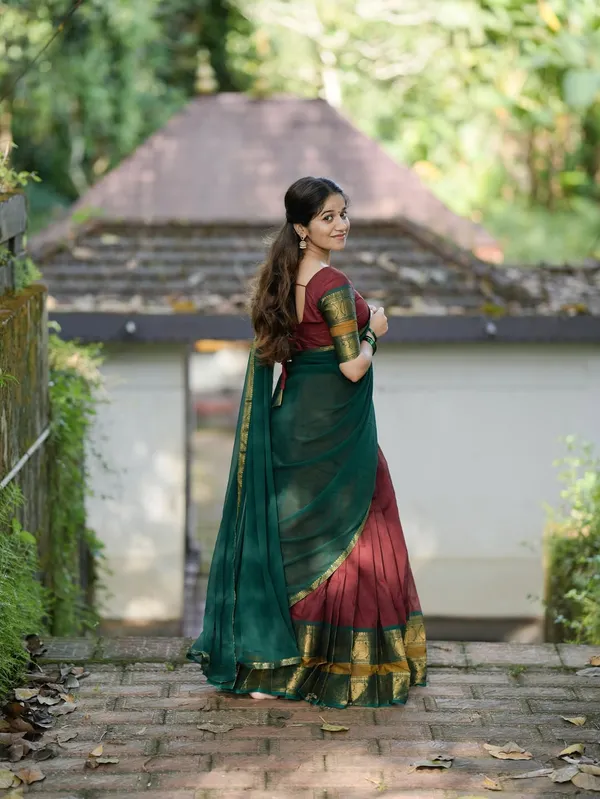 Kanjivaram_Silk_Half_Lehenga_Saree_With_Blouse_And_Dupatta